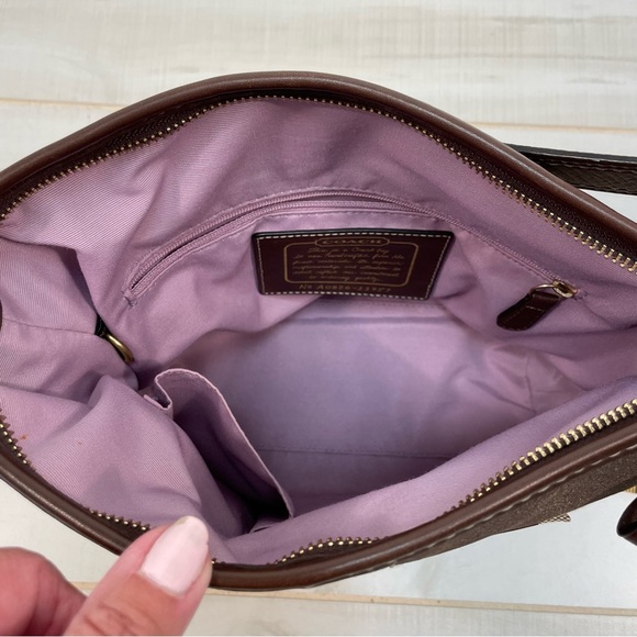 Coach #11957 Legacy Signature Stripe Bag Khaki Brown - Picture 4 of 9